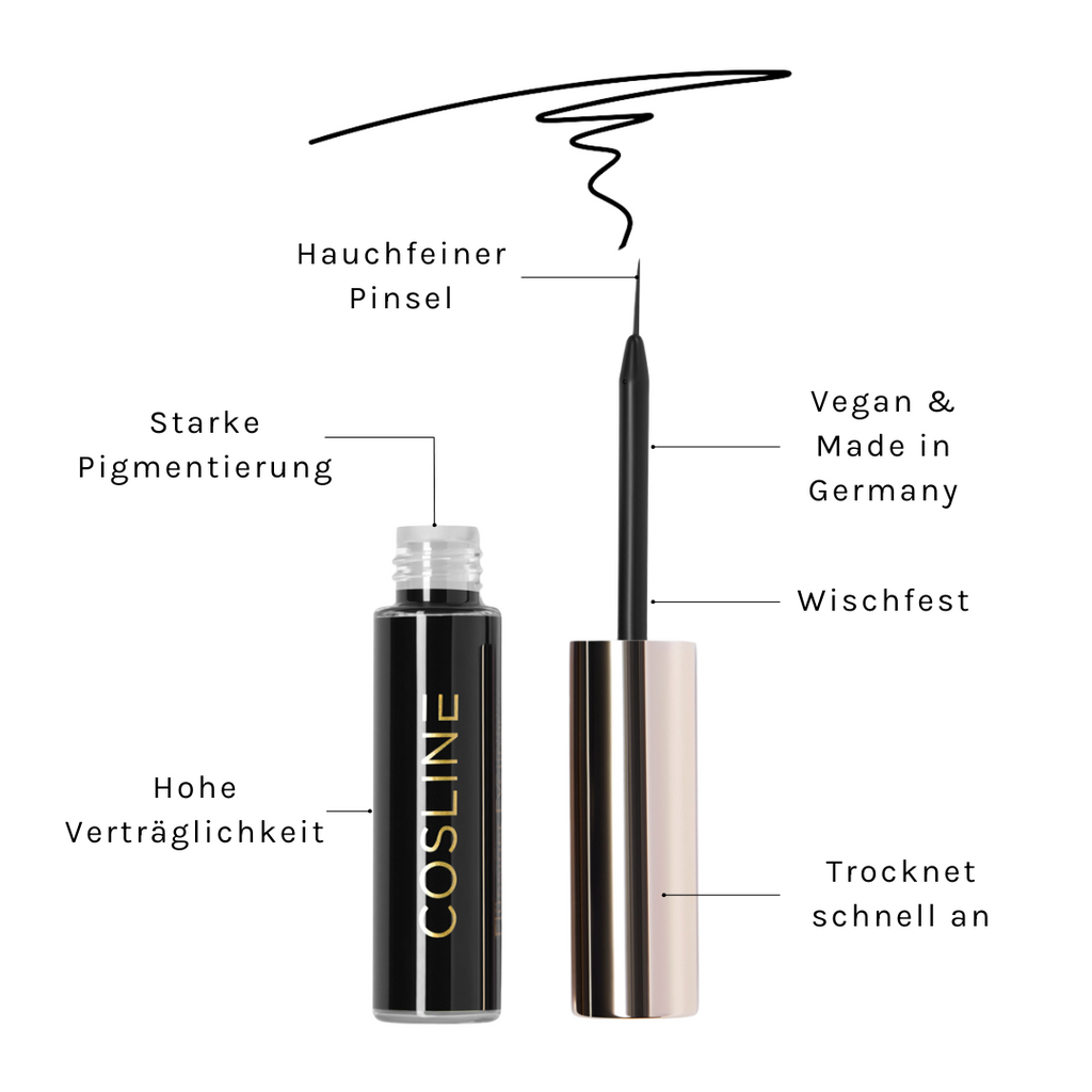 COSLINE Eyeliner Flüssig Black 501 Benefits