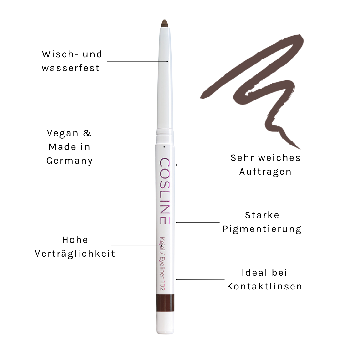 COSLINE | Kajal / Eyeliner Braun 102  Benefits EN