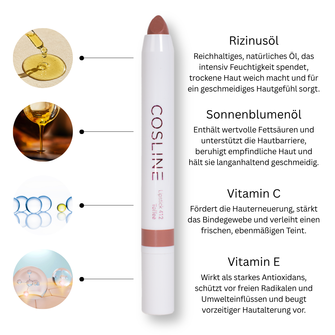 COSLINE Lippenstift 412 Benefits Inhaltsstoffe