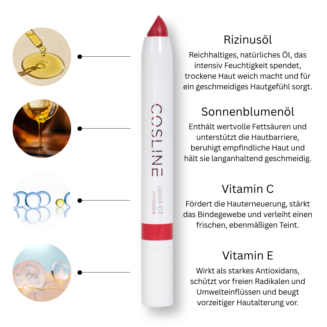 COSLINE Lippenstift 413 Benefits Inhaltsstoffe