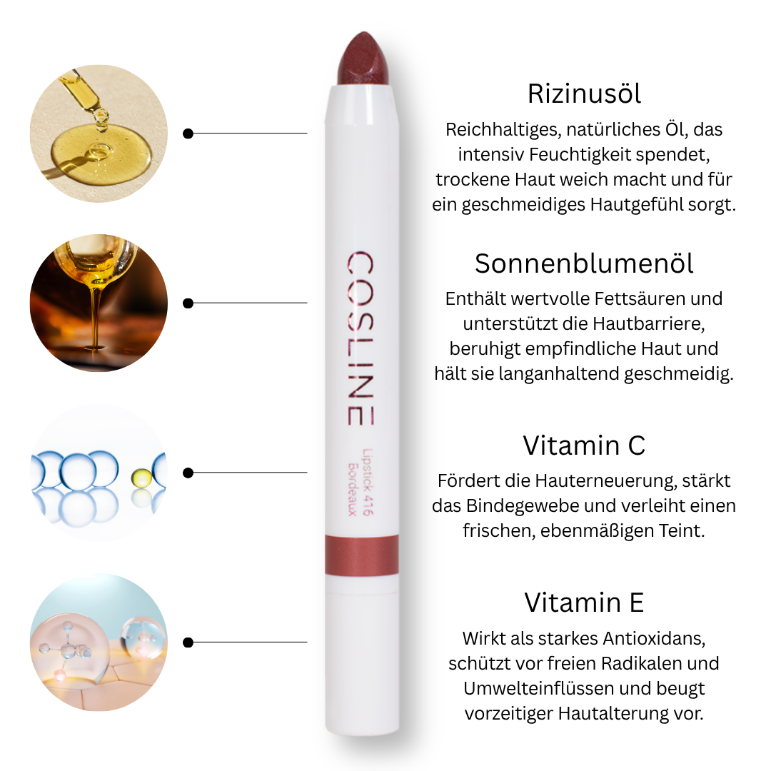 COSLINE Lippenstift 416 Benefits Inhaltsstoffe
