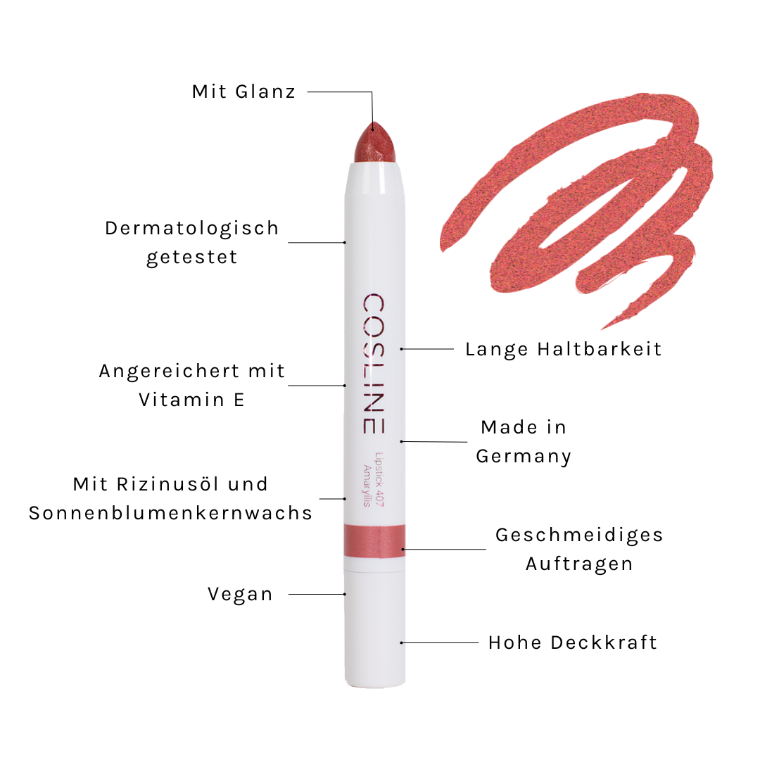 COSLINE Lippenstift Amaryllis 407 Benefits