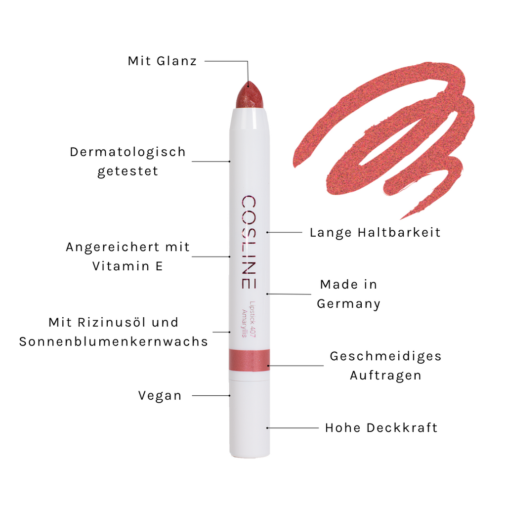 COSLINE Lippenstift Amaryllis 407 Benefits