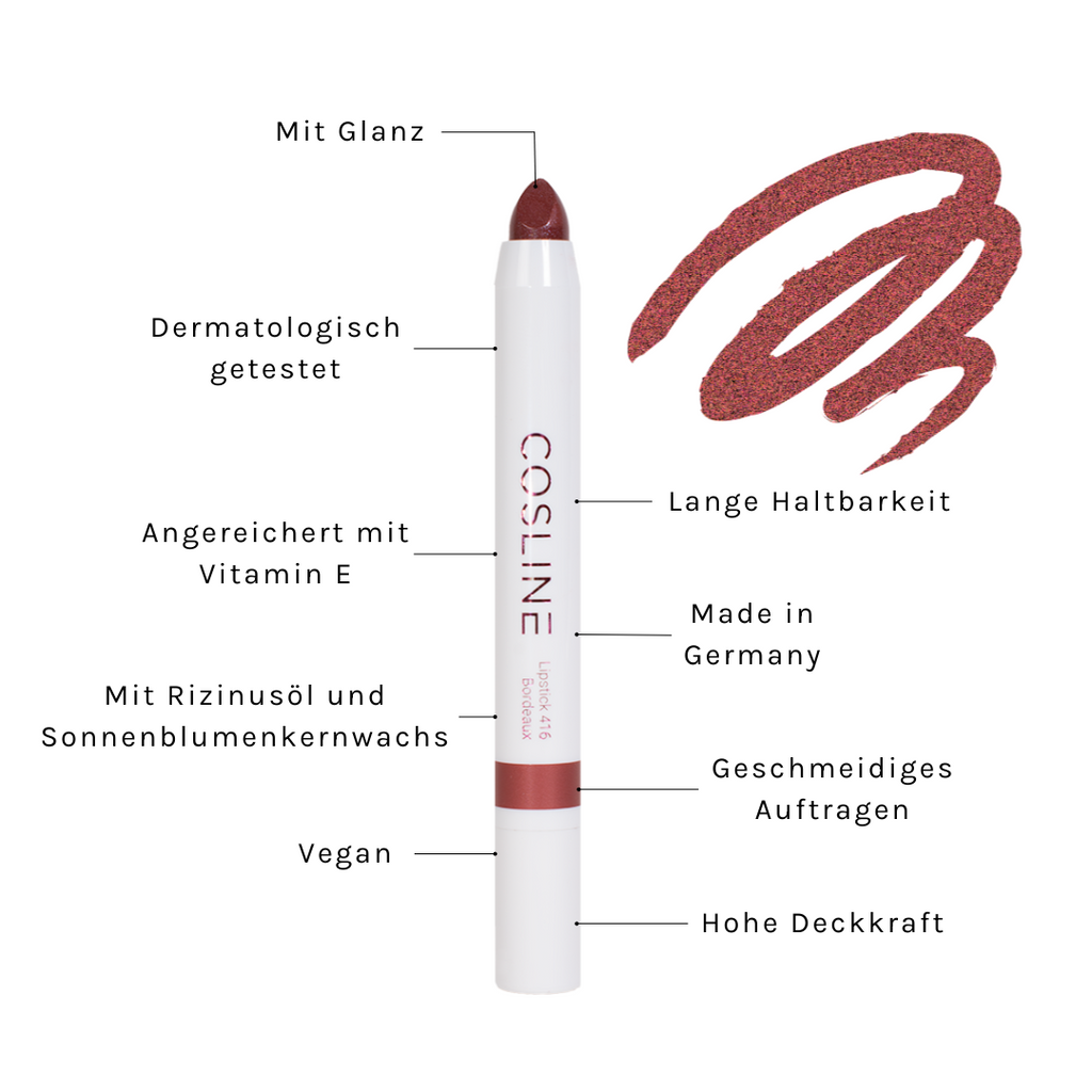 COSLINE Lippenstift Bordeaux 416 Benefits