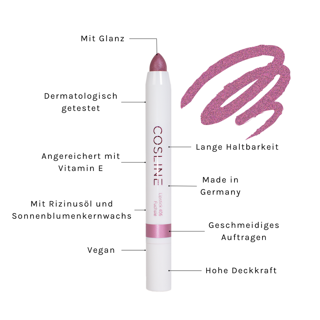 COSLINE Lippenstift Fuchsie 406 Benefits